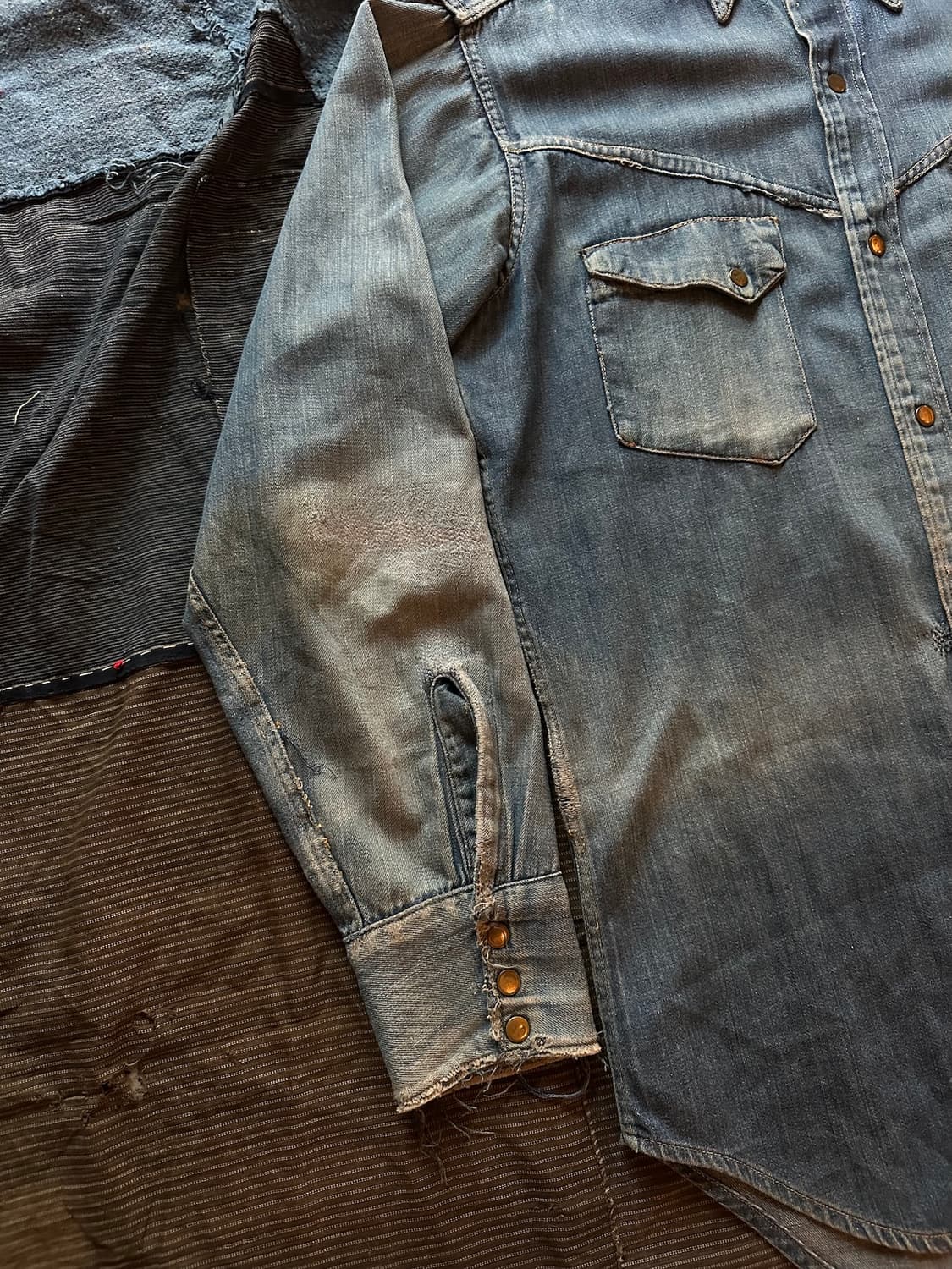 50s USA Sears Denim Western Shirt 상품이미지5