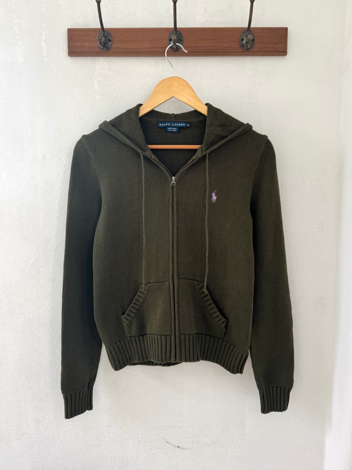 폴로 카키 후드집업 상품이미지2