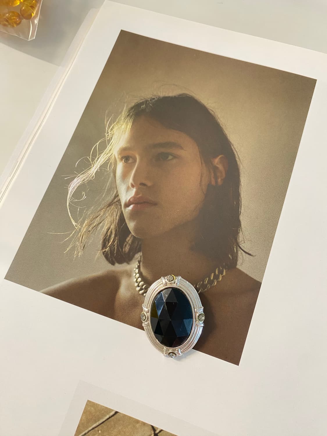 빈티지 오벌 블랙 스톤 브로치  상품이미지1