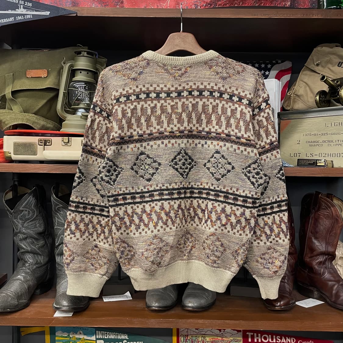 90s 트레일 웨이즈 멀티 패턴 노르딕 울 니트 스웨터 상품이미지2