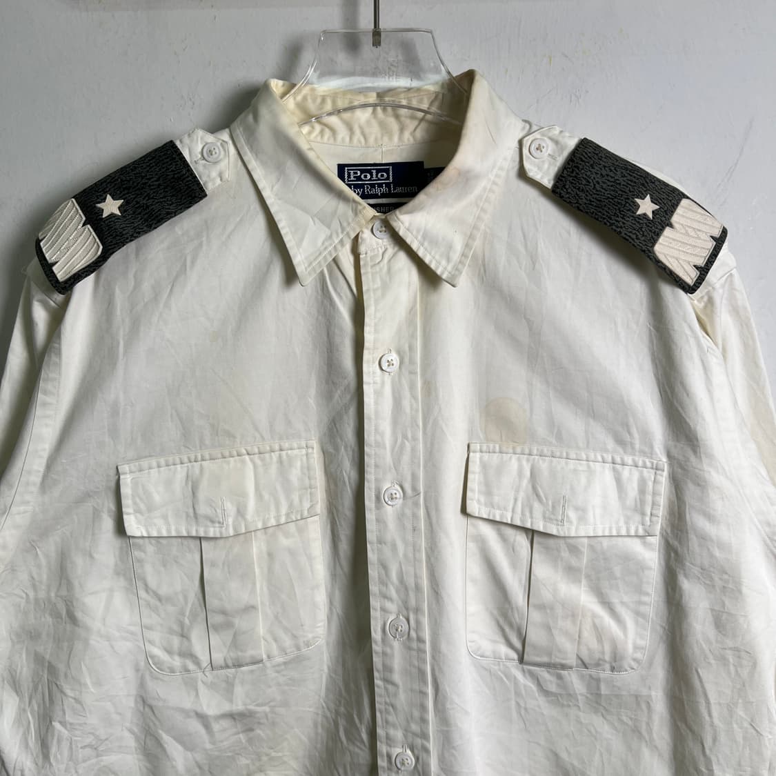 폴로 랄프로렌 화이트 견장 밀리터리 셔츠 L 상품이미지4