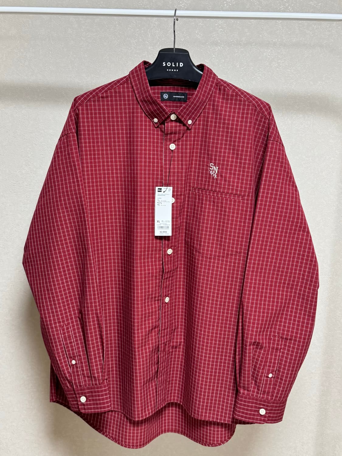 GU 언더커버 브로드체크 셔츠 레드 상품이미지1