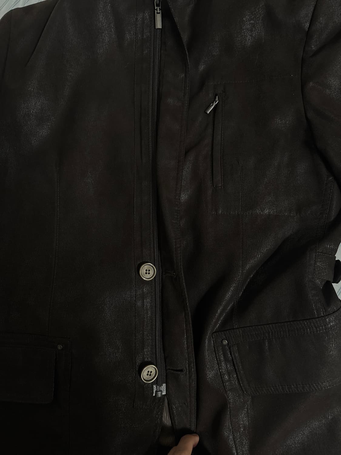 차이나카라 레더 블레이져 자켓 상품이미지5