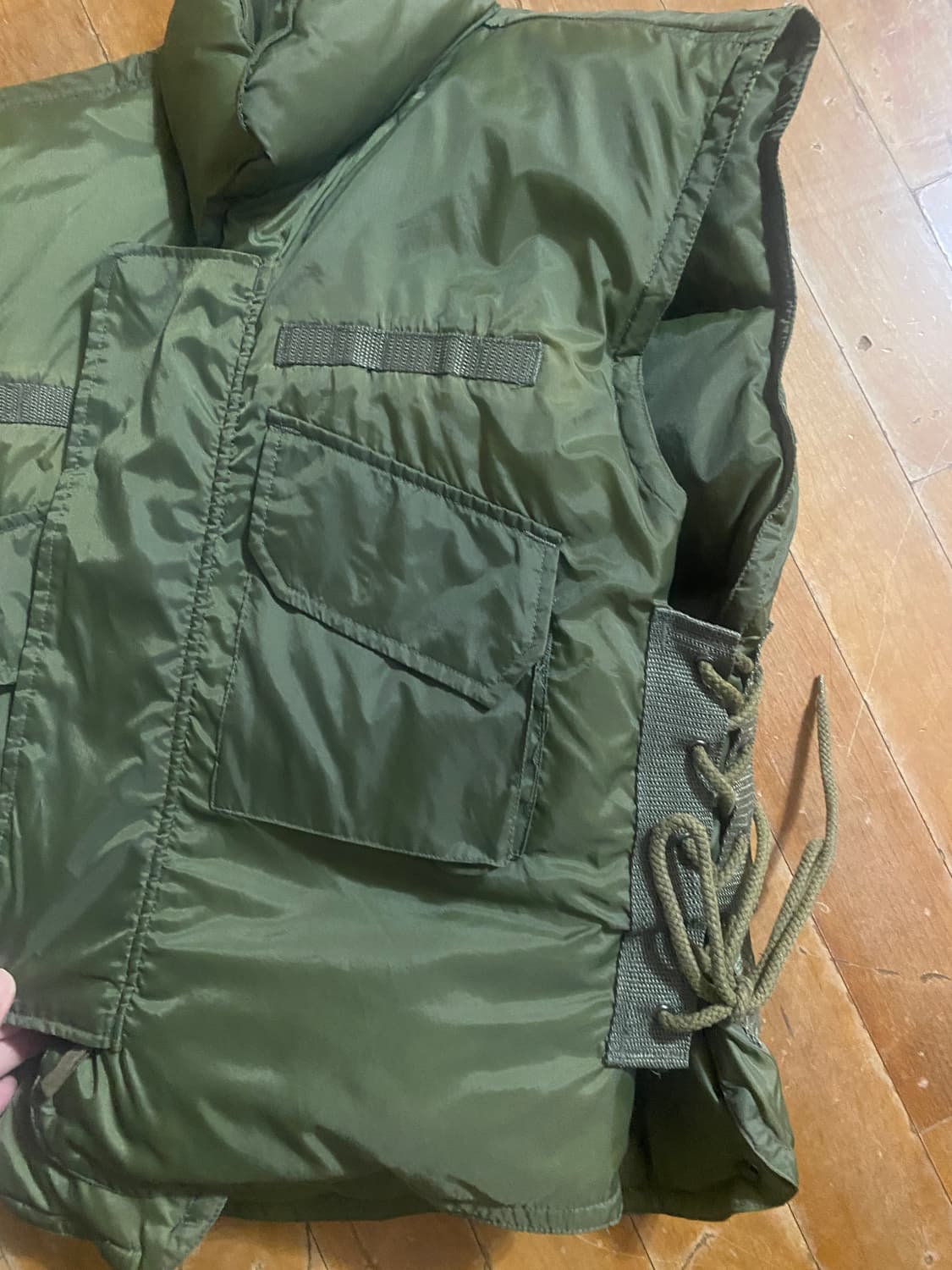 미군 밀리터리 올리브 그린 다운 패딩 조끼 L 상품이미지3