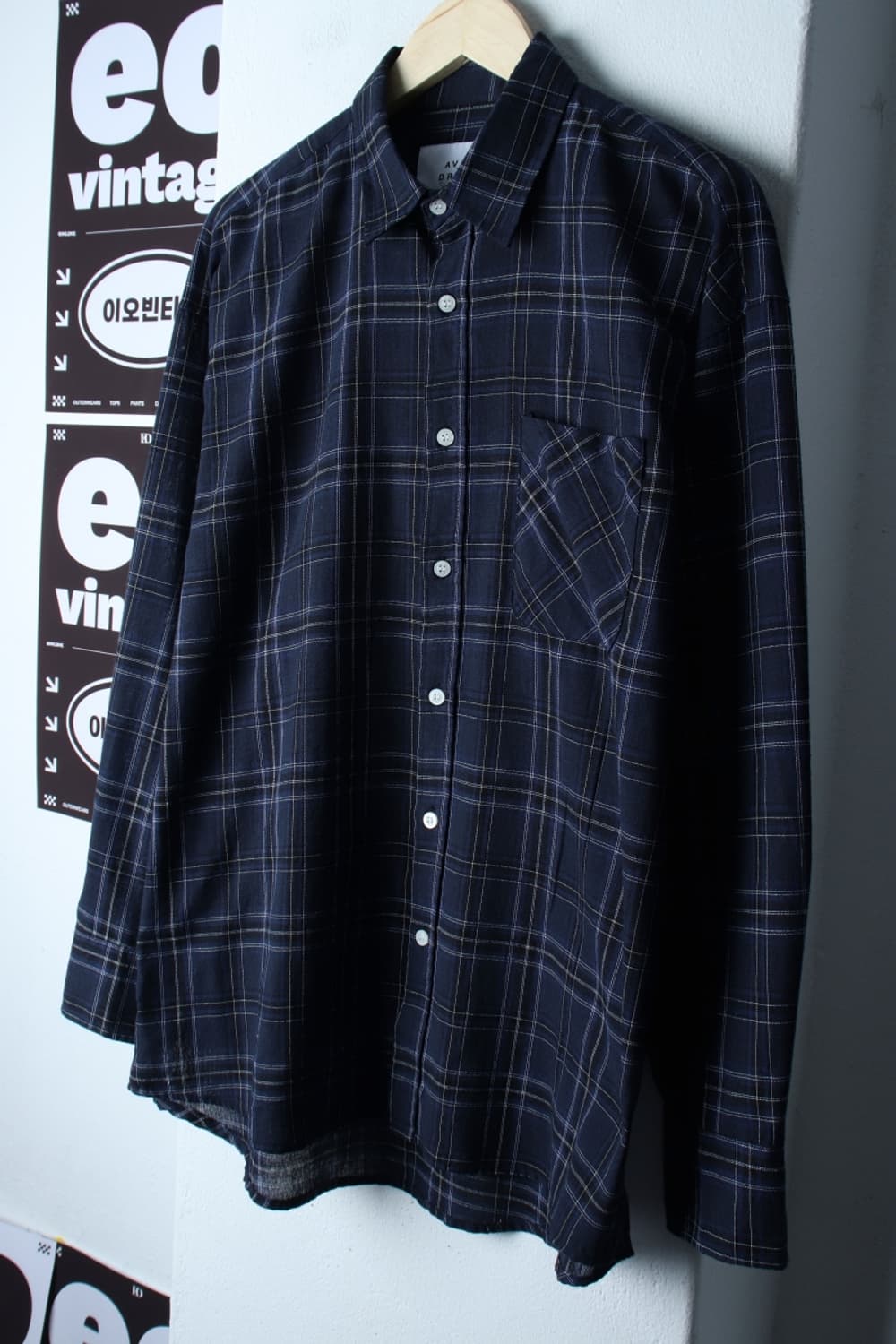 (XL-2XL) 어반드레스 셔츠 남방 체크 네이비 아메카지-H32655 상품이미지1