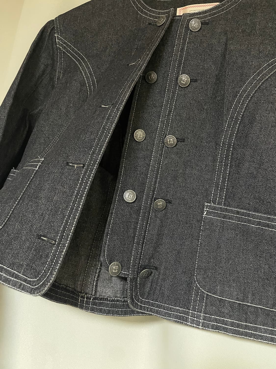 크루빈티지 투버튼 흑청 데님 자켓 상품이미지4
