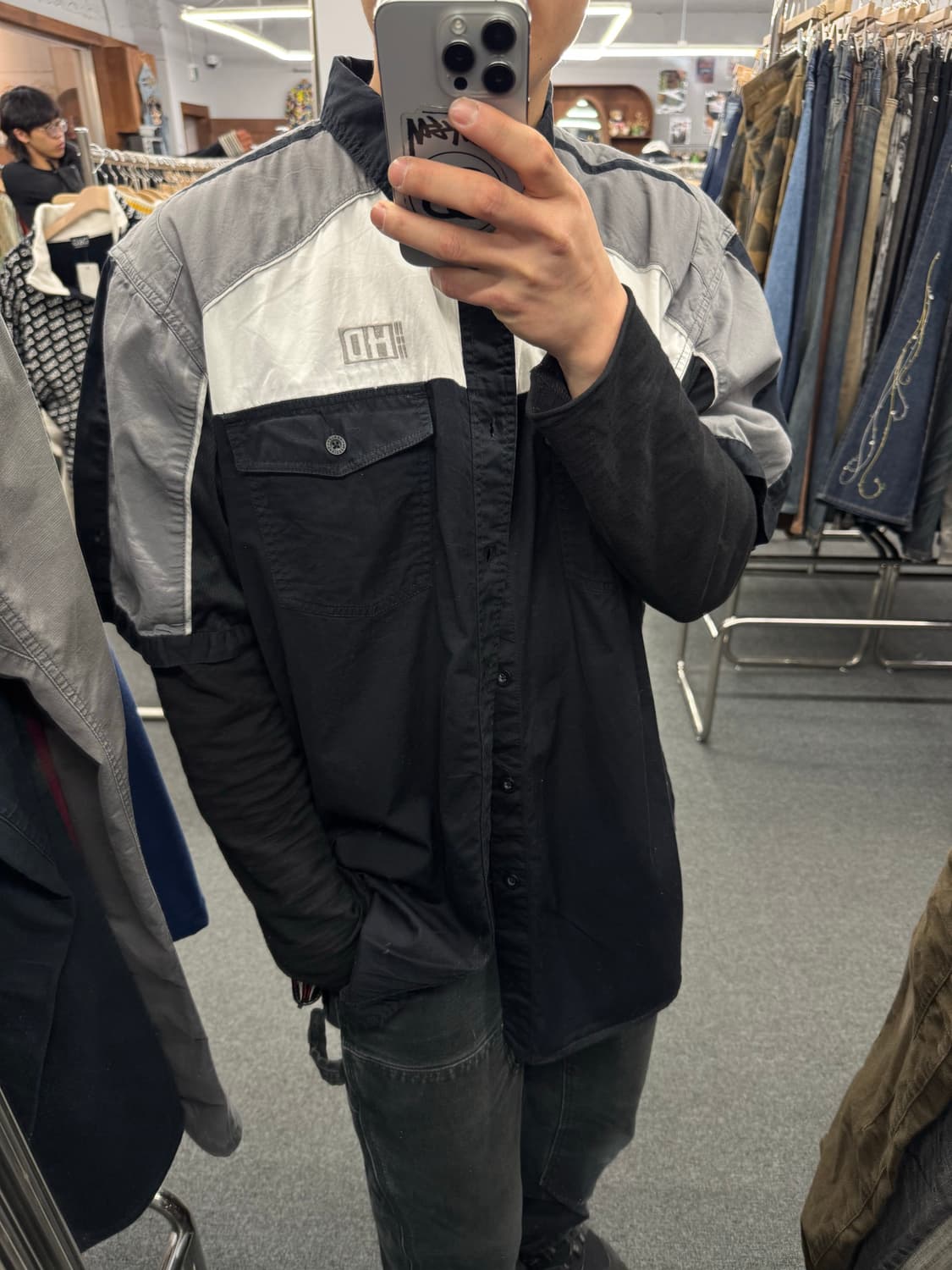 2XL)할리데이비슨 빈티지 자수 블랙&그레이 반팔 셔츠 상품이미지1