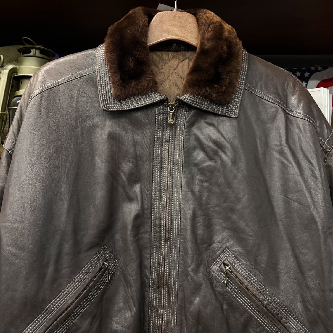 90s 베르사체 빈티지V2 패디드 카프스킨 스티치 레더자켓 N176 상품이미지3