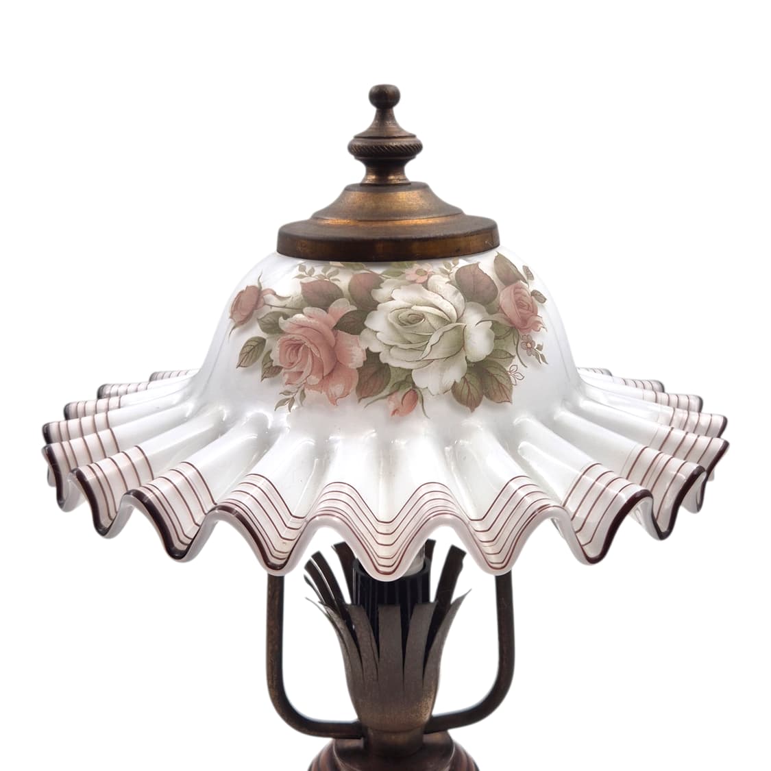 70s 엔틱 밀크글라스 플리츠 우드 스탠드 상품이미지3