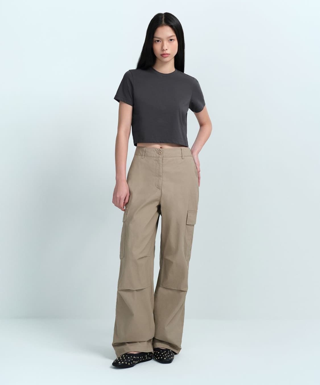 무신사 스탠다드 우먼즈 와이드 카고 팬츠 베이지 상품이미지2