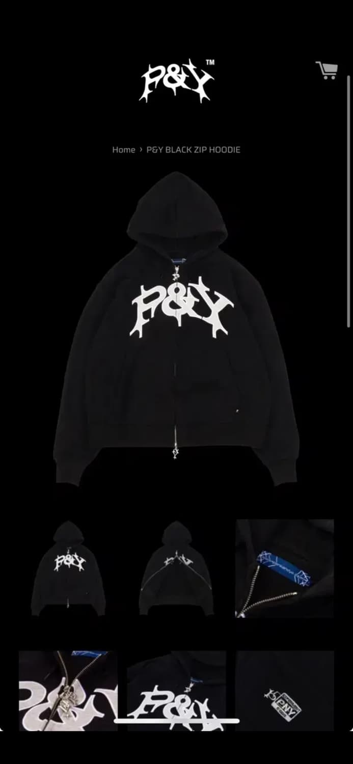 펑크앤요 punkandyo 로고 후드집업 블랙 상품이미지1