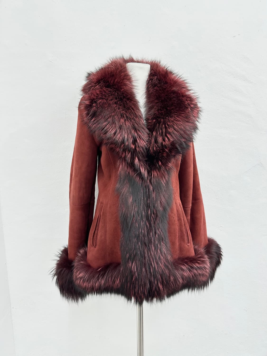Lamb skin red fox fur jacket 상품이미지2
