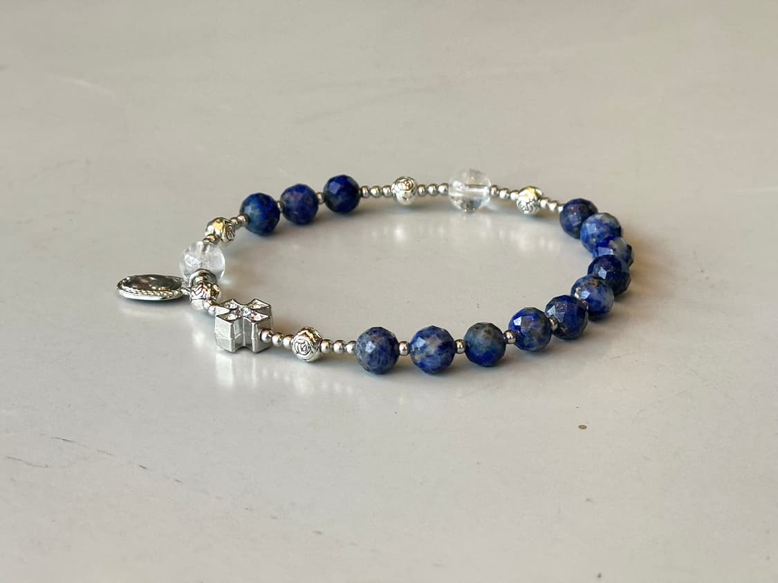 (맞춤) 천연석 라피스라줄리 백수정 묵주팔찌 원석팔찌 상품이미지1