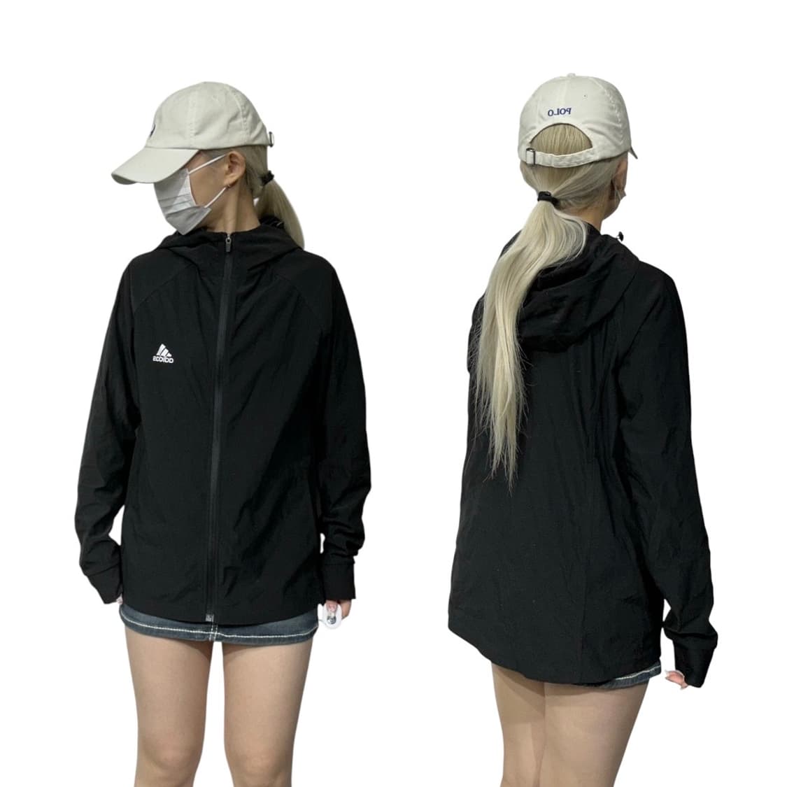 아디다스 블랙 후드 바람막이 로고 트랙 자켓 L 상품이미지1