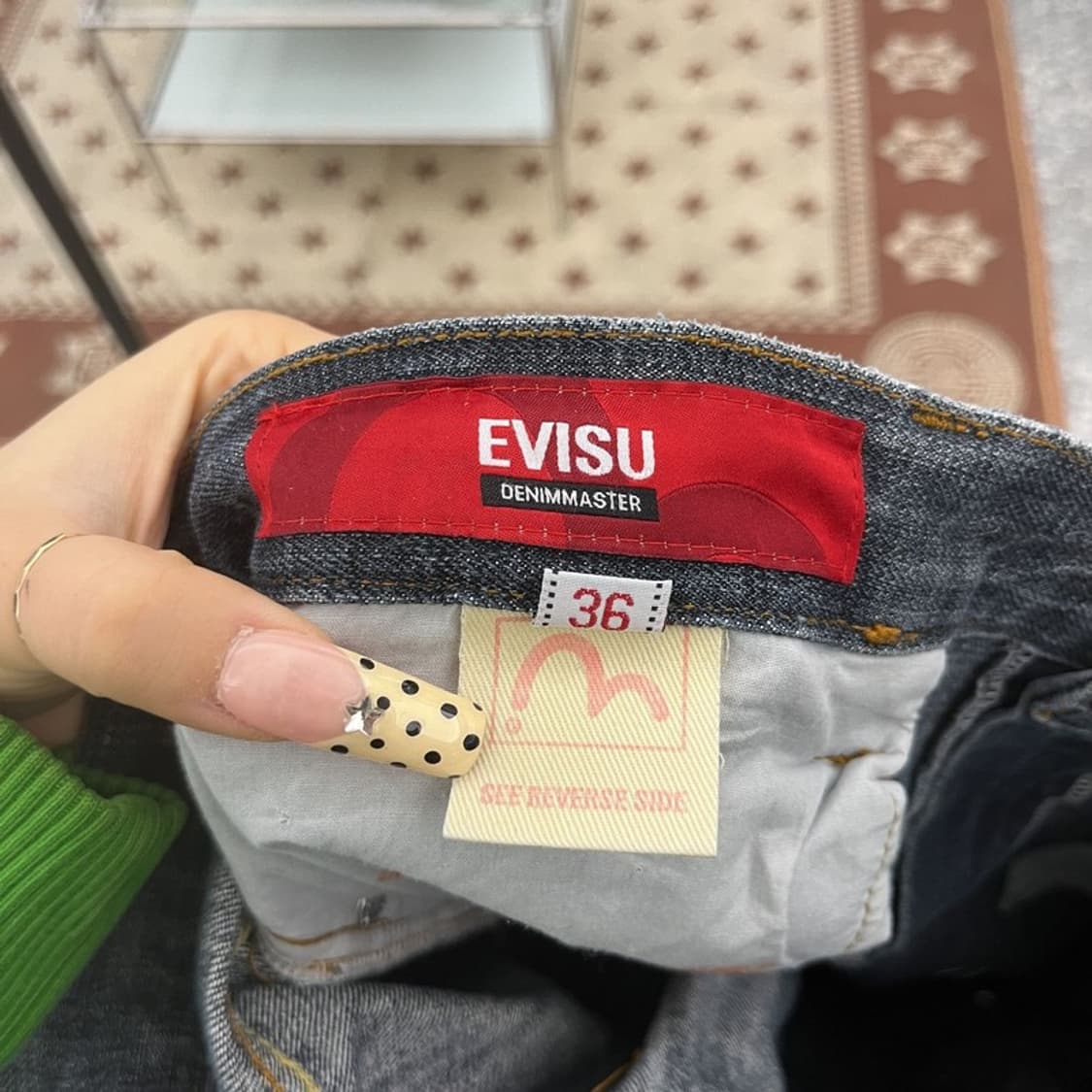 에비수 펑크 키치 하운드체크 포켓 데님팬츠 36인치 C09882 상품이미지6
