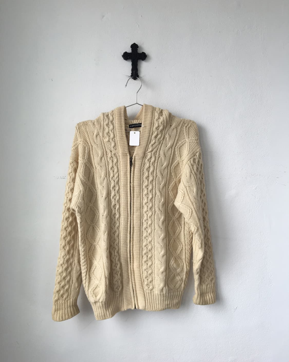 Woolen knit cable hood zip up 상품이미지2