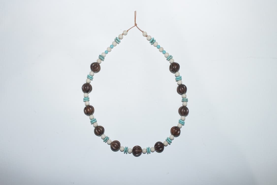 나무 터키석 재스퍼 가죽끈 목걸이 상품이미지1