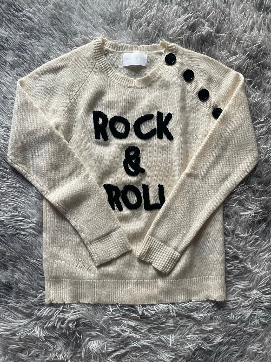 쟈딕앤볼테르 아이보리 Rock&Roll 자수 단추 니트 캐시미어100 상품이미지1
