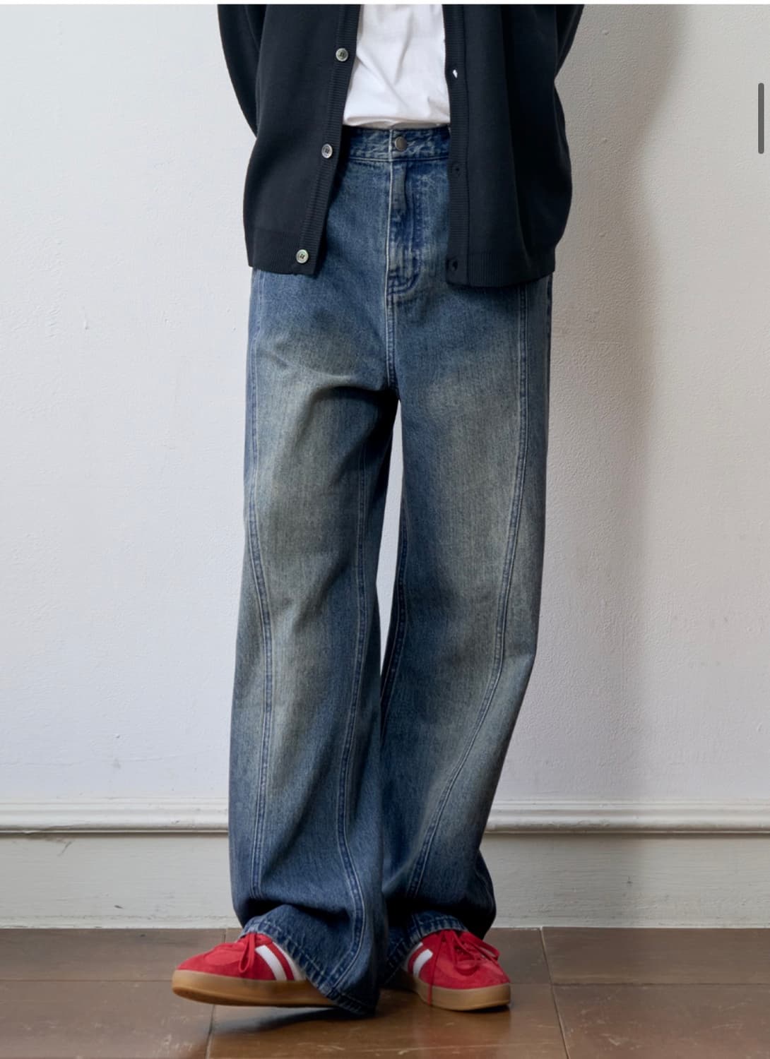 (L) 아워데이즈 웨이비 커브드 와이드 데님 팬츠 [BLUE] 판매 상품이미지5