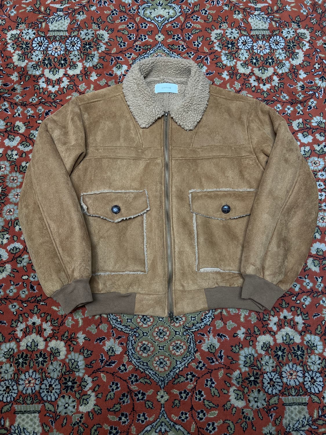 [100] Ohniw 브라운 페이크레더 무스탕 점퍼 상품이미지1