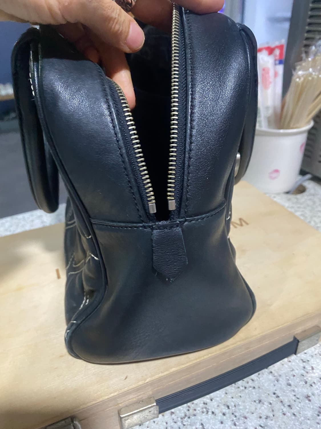 퀼팅 리얼가죽 토트백 블랙 상품이미지7