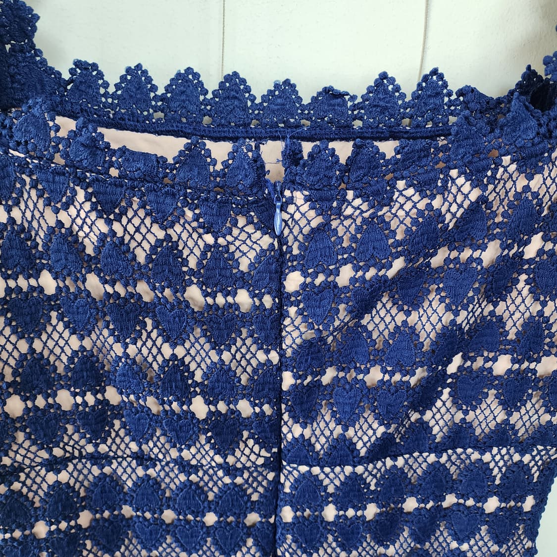 수입 펀칭 레이스 네이비 스퀘어넥 원피스 상품이미지4