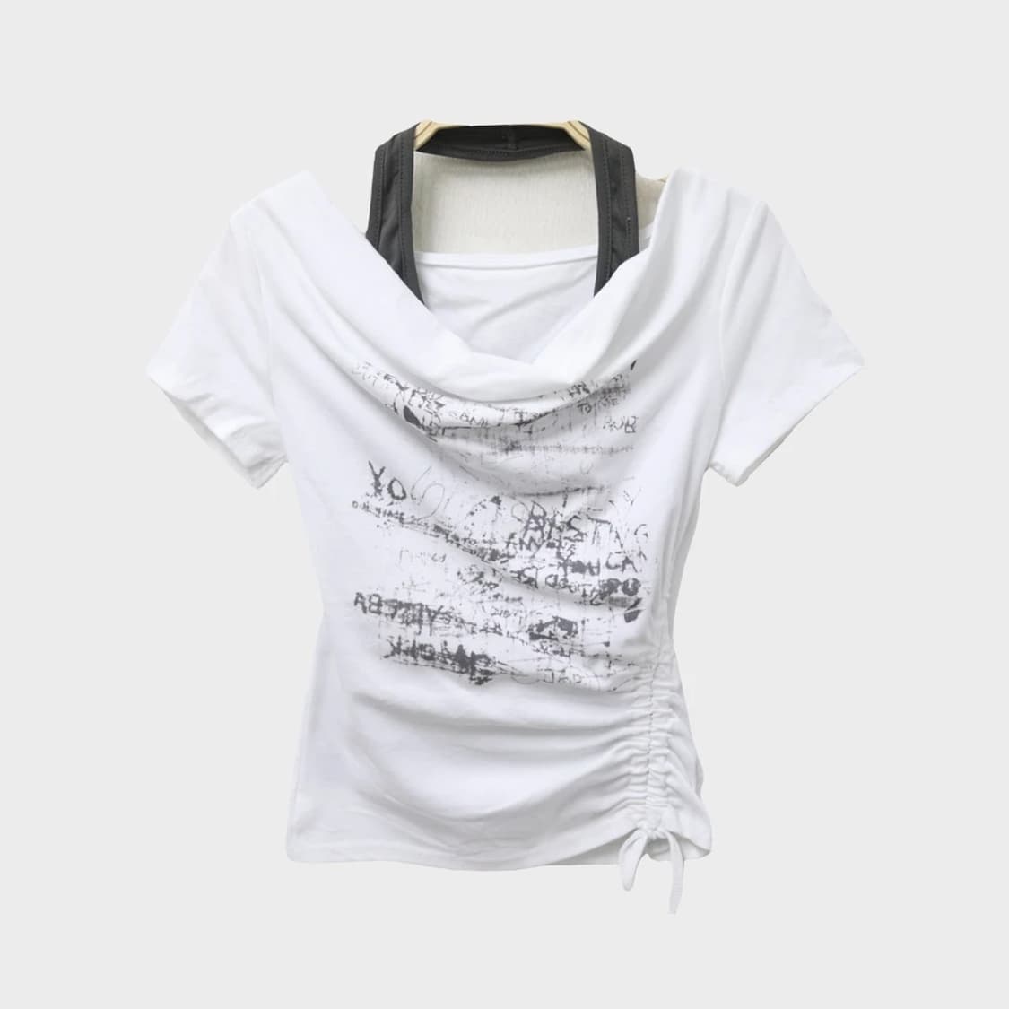 레이어드 셔링 반팔 티셔츠 66472 상품이미지1