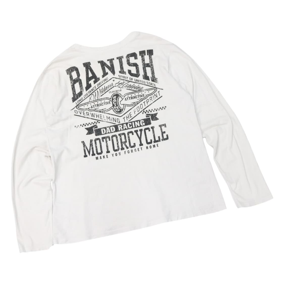 빈티지 모터사이클 그래픽 롱슬리브 티셔츠 화이트 (L) 상품이미지1