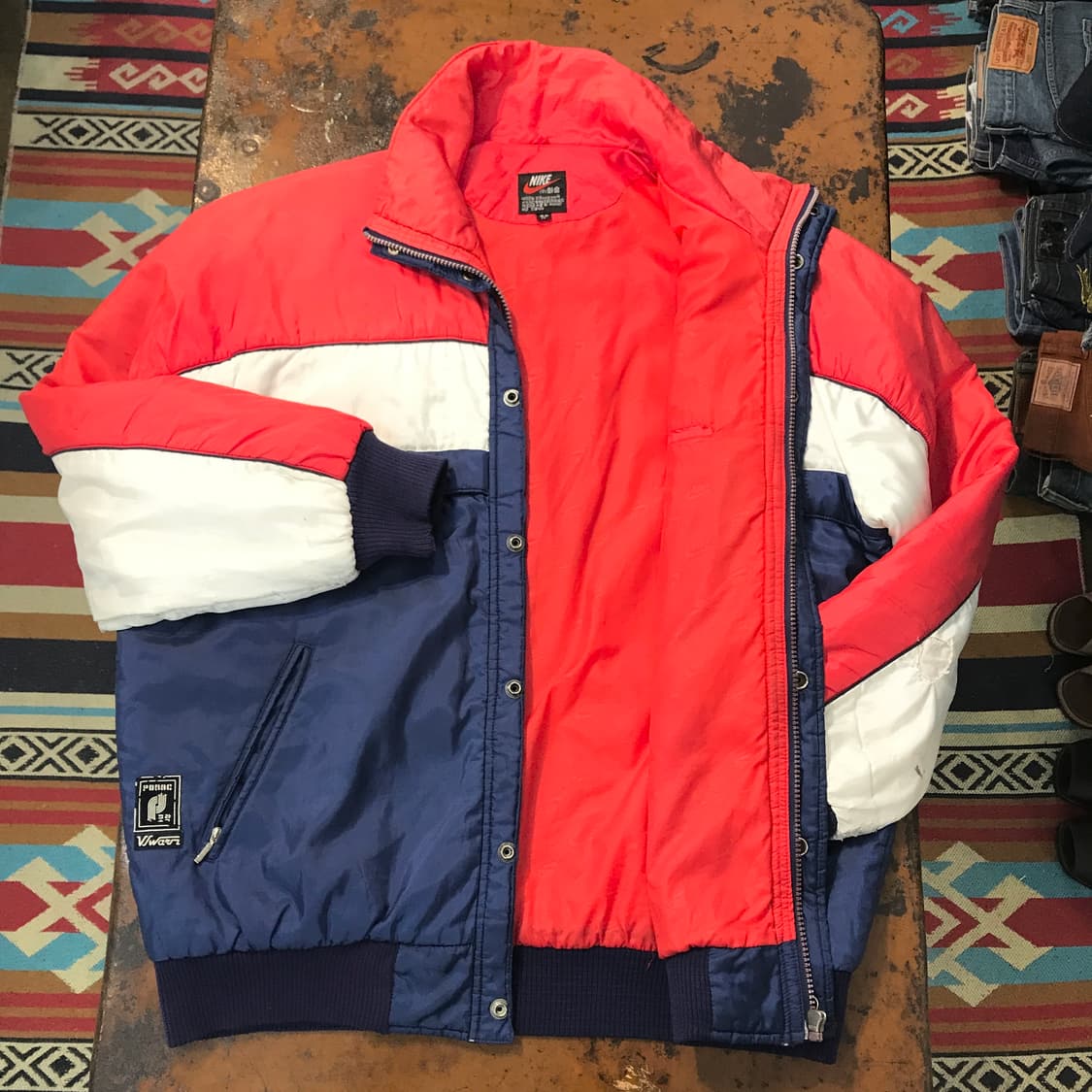 80s 나이키 레드 컬러링 푸퍼 패딩 점퍼 남성 110 사이즈  상품이미지6