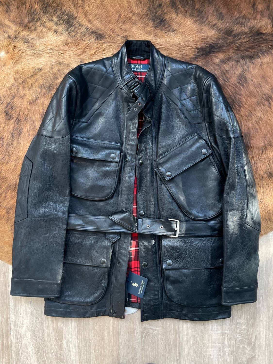 폴로 랄프로렌 4포켓 벨티드 바이커 레더 자켓 상품이미지2
