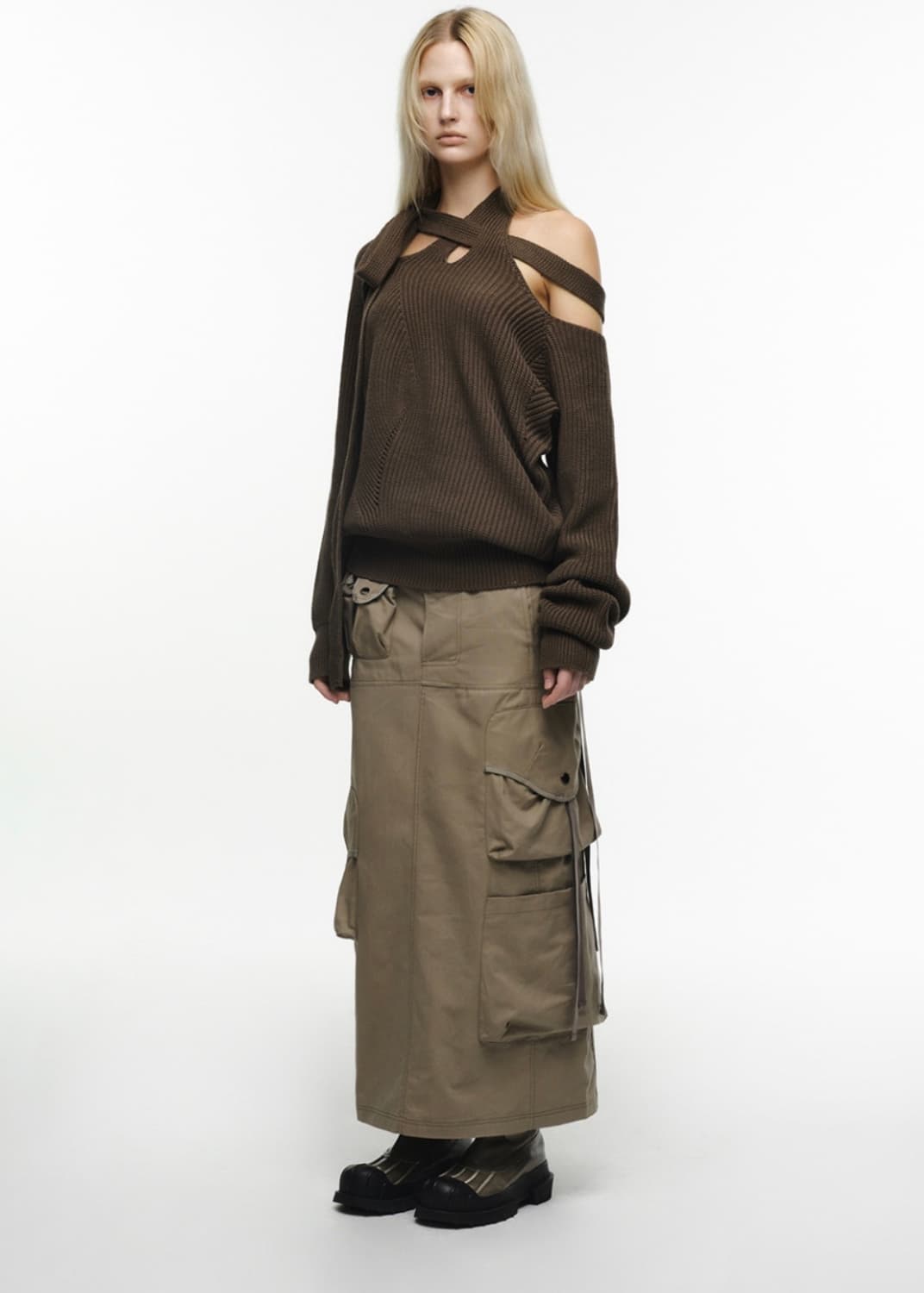 [새상품] 나체 스트랩 카고 맥시스커트 빈티지베이지 상품이미지2