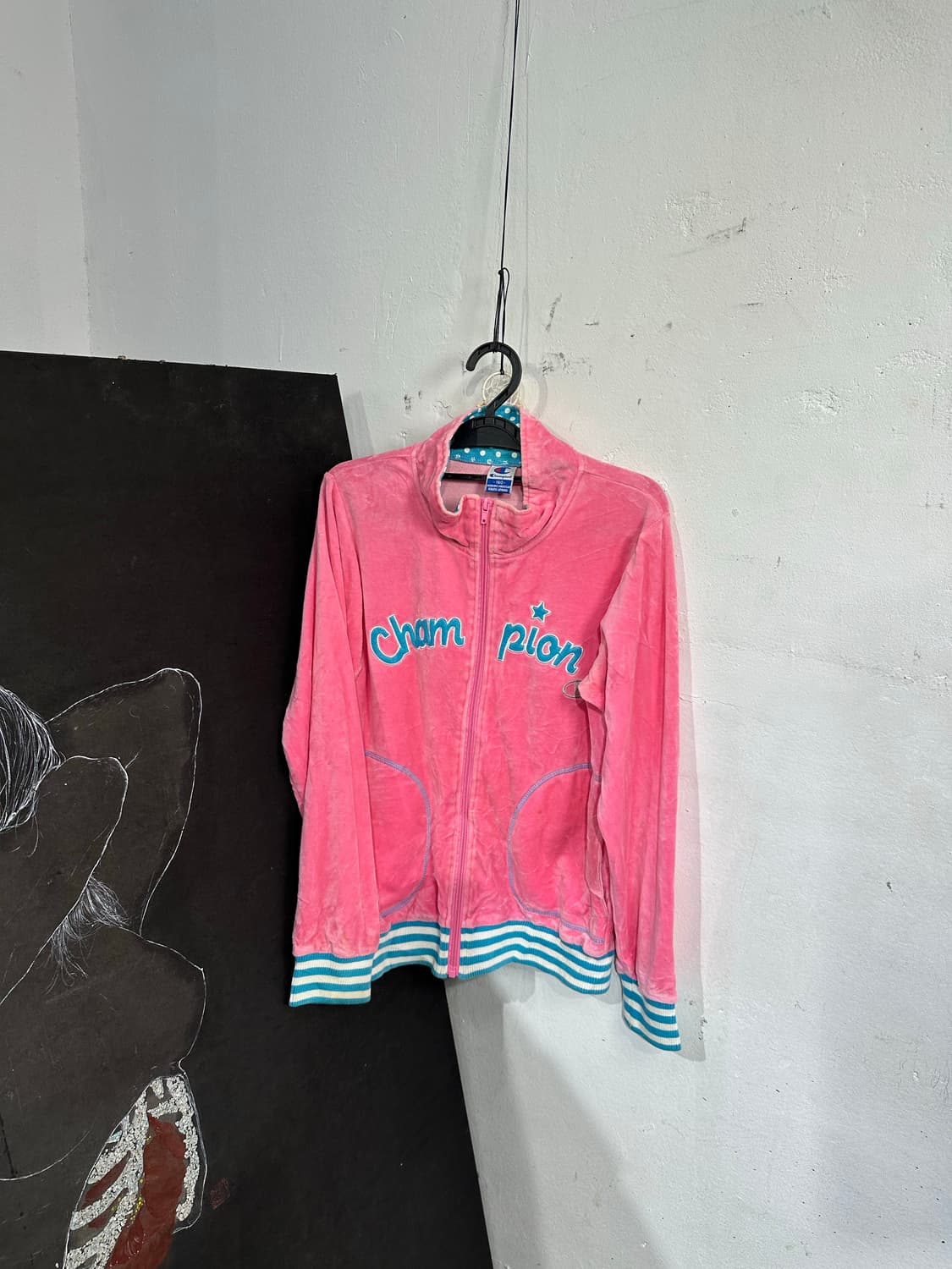 챔피온 y2k 벨벳 태리 크롭 져지 상품이미지7