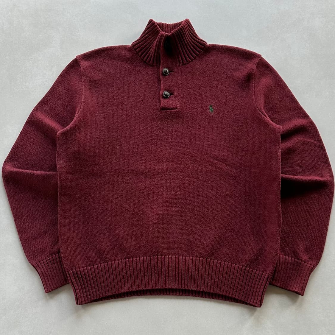 [L]폴로 랄프로렌 버튼 하이넥 버건디 코튼 니트 상품이미지3