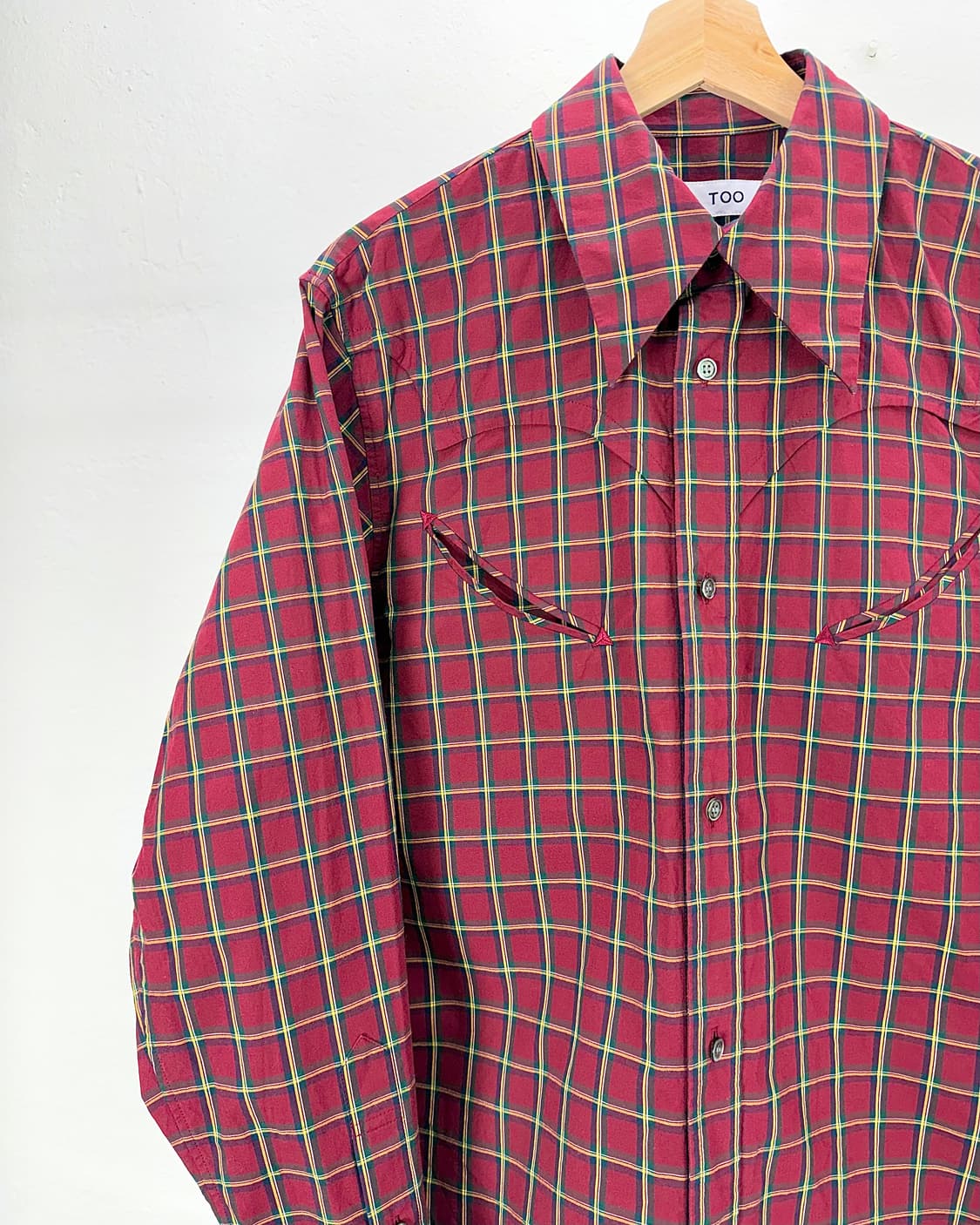 토가 투 웨스턴 레드 플라이드 체크 코튼 셔츠 상품이미지2