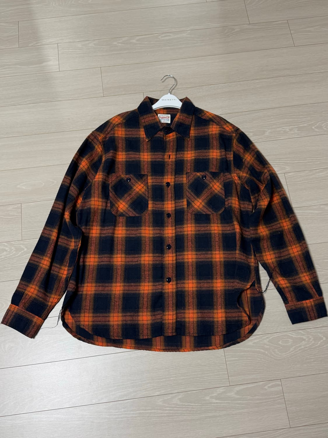 아웃스탠딩 오렌지 블랙 체크 셔츠 M 상품이미지1