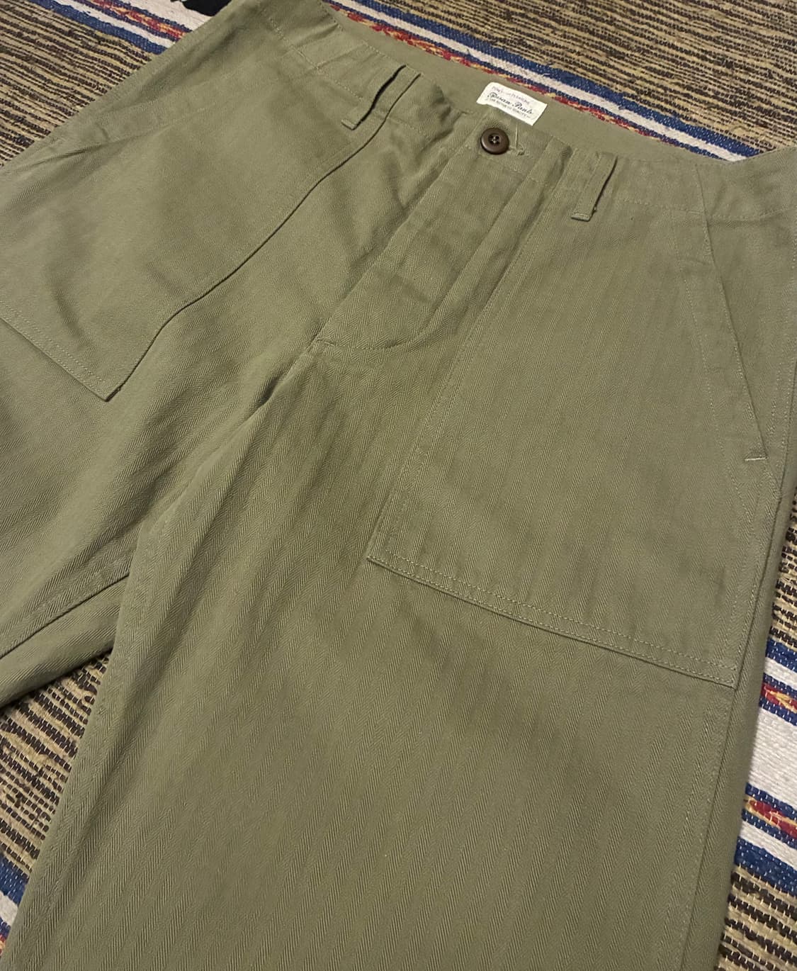 (S)반츠 HBT 헤링본 트윌 퍼티그팬츠 원워시 올리브 상품이미지2