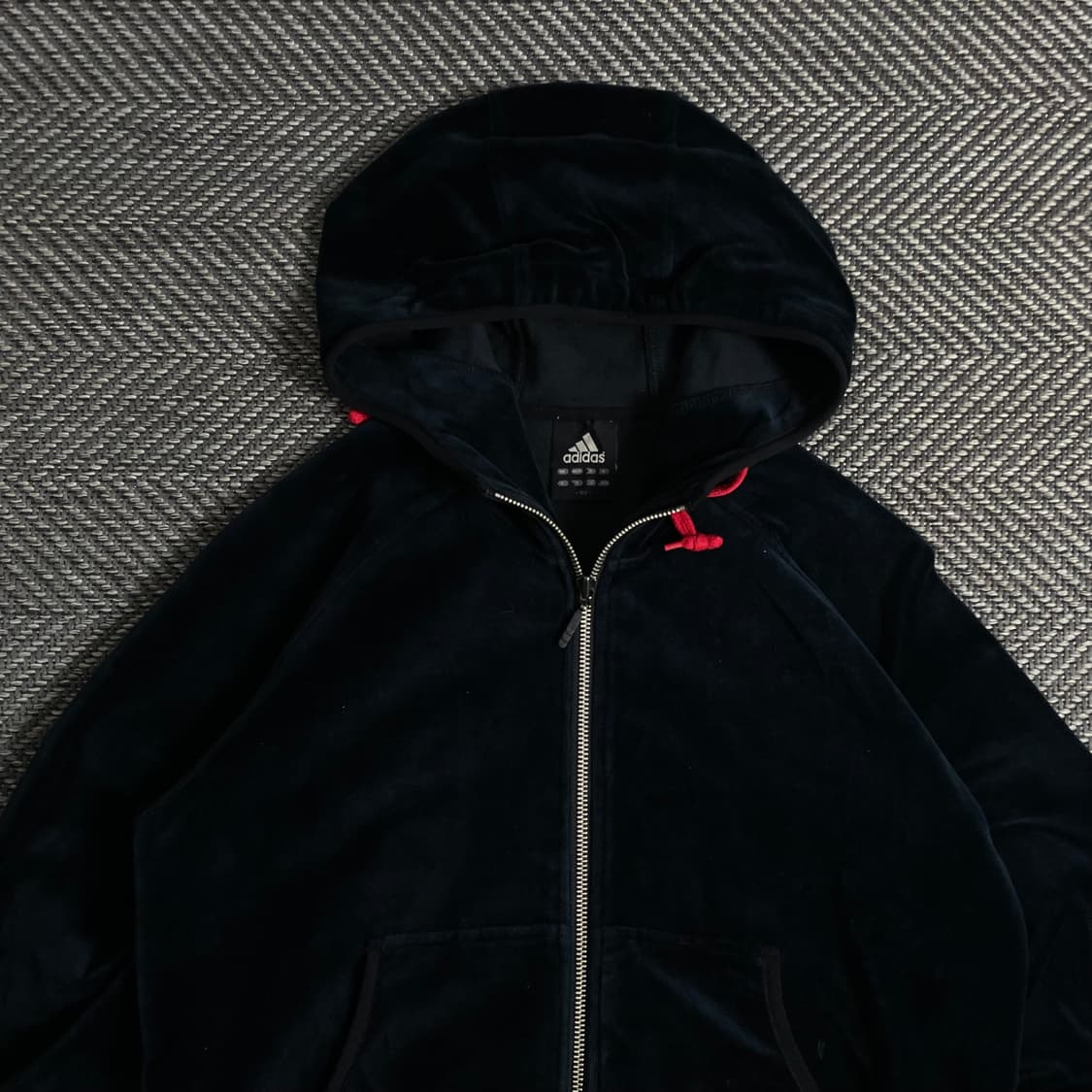 00s 아디다스 벨벳 크롭 후드 트랙탑 블랙y 3179 상품이미지6
