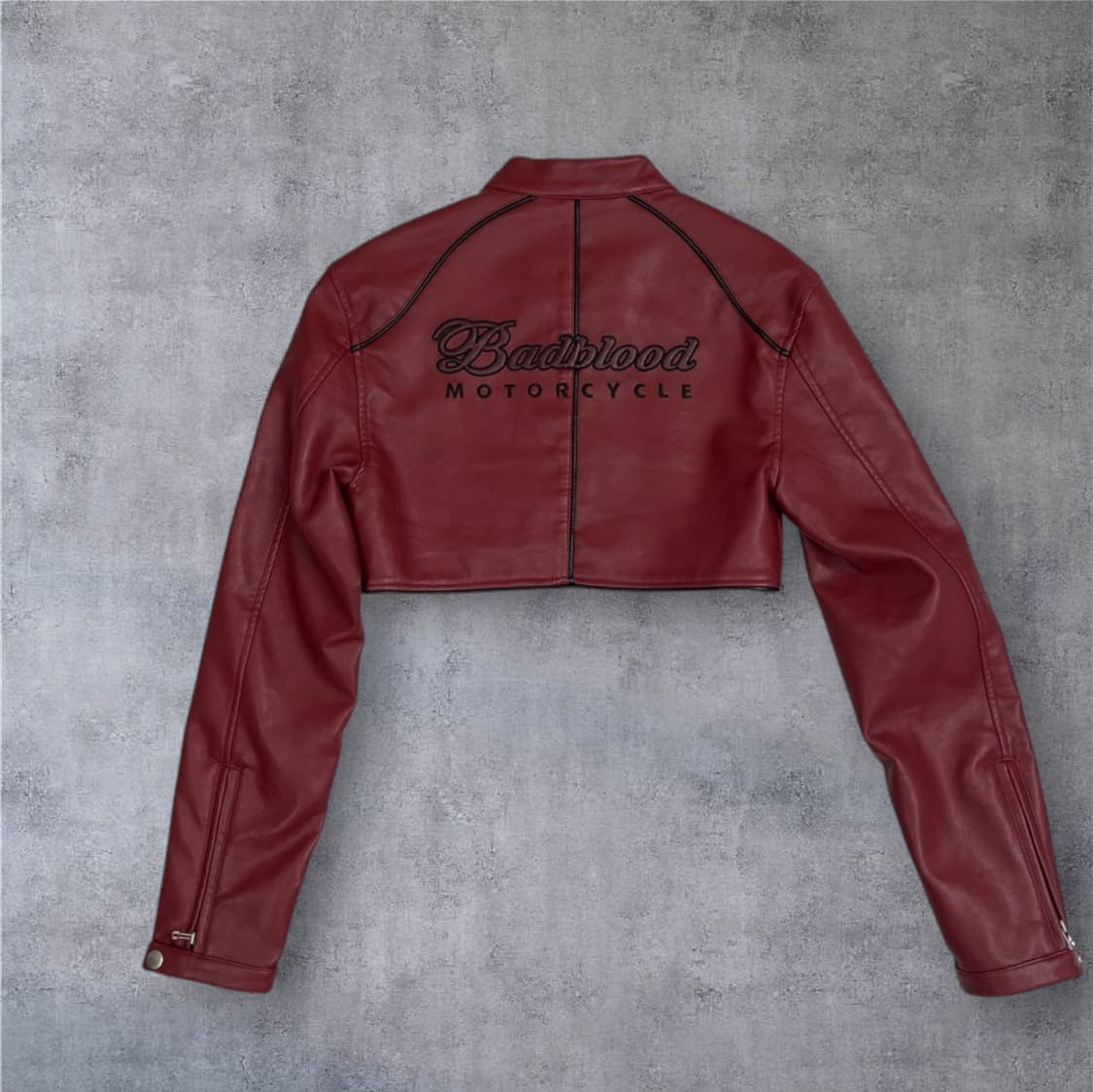 배드블러드 Badblood 레드 빅터 크롭 레더 레이싱자켓 S 상품이미지6