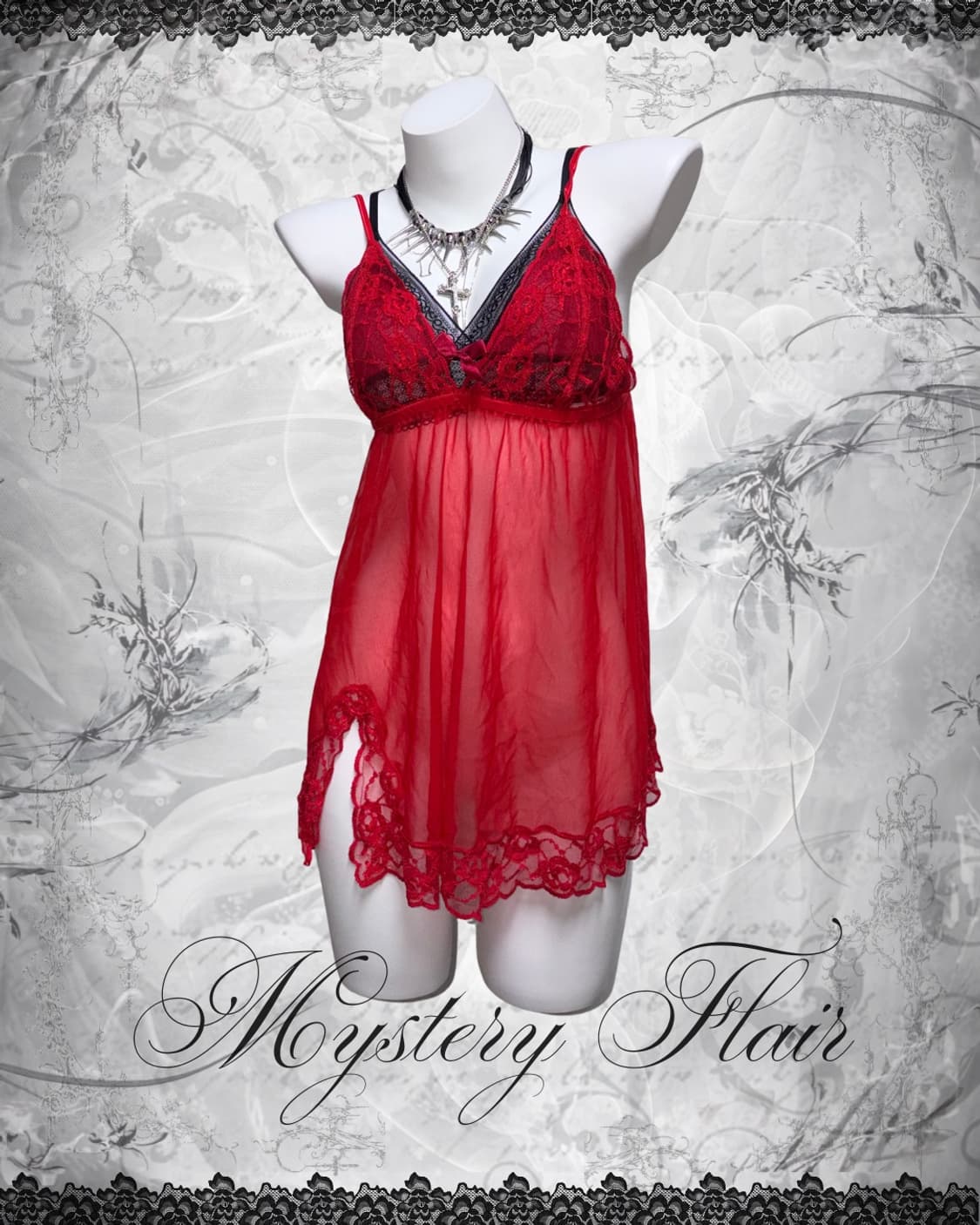 00s 레드 고스 펑크 그런지 나시 원피스 & 슬립 & 브라렛 상품이미지6