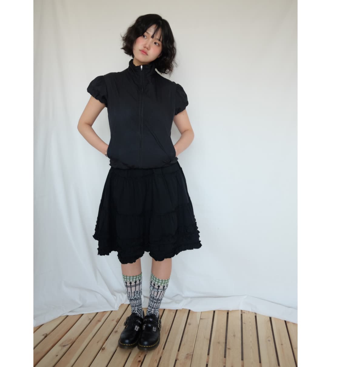 black ruffle vintage skirt 상품이미지2