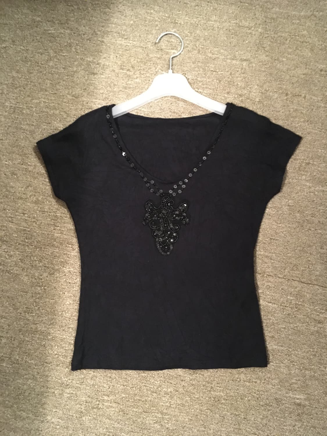 Beaded Cap Sleeve Top 상품이미지3