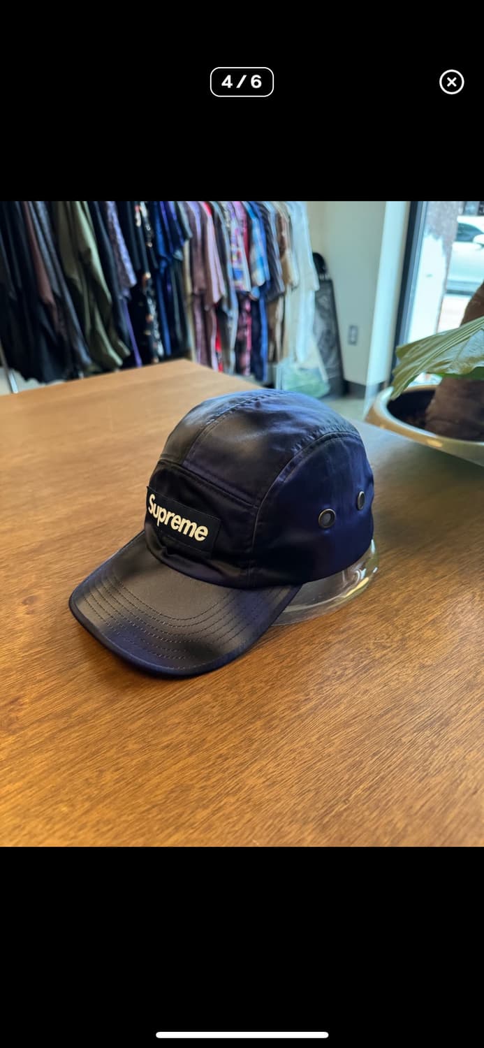 [OS] 슈프림 박스로고 워시드 사틴 블루 카모 캠프 캡 상품이미지4