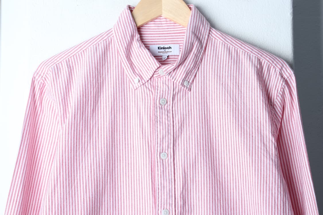 (XL) 킨록 셔츠 남방 옥스포드 스트라이프 레드 아메카지-H33279 상품이미지3