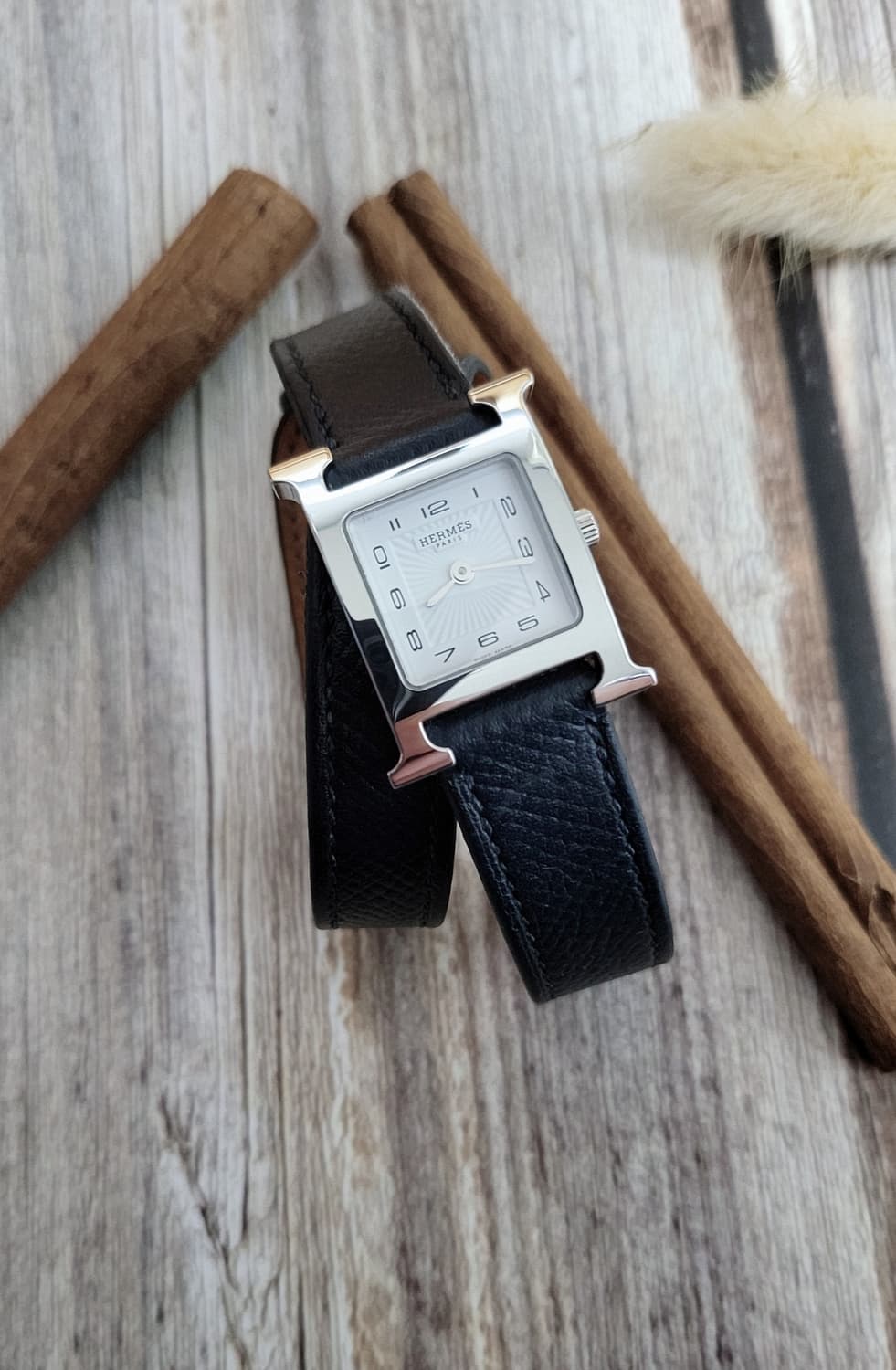 정품 에르메스 H아워 더블 투어 스트랩 쿼츠시계[풀구성품] 상품이미지3