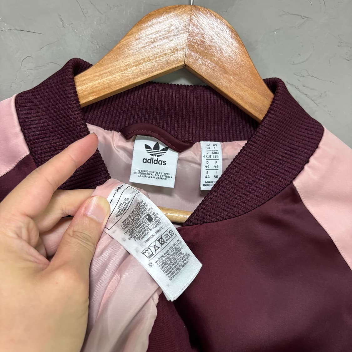 아디다스 파이어버드 블루종 사틴 져지 트랙탑 버건디 핑크 상품이미지3