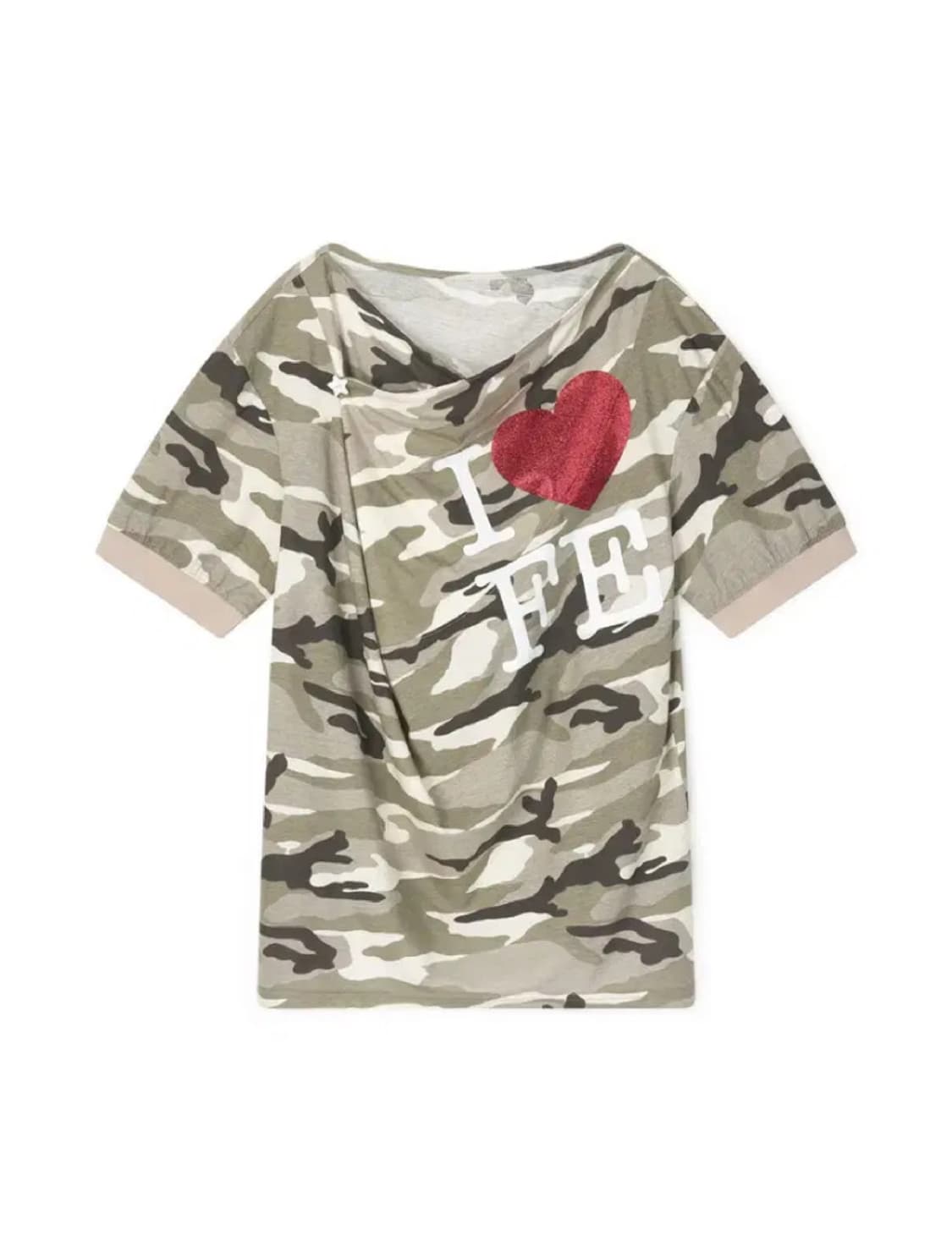 샵페어리 카모 오프숄더 티셔츠 상품이미지2