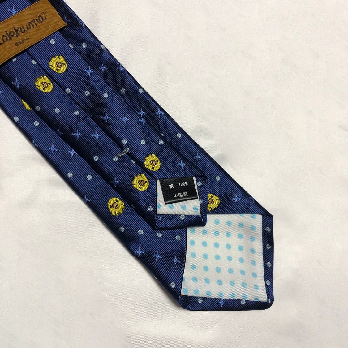 키이로이토리 실크 넥타이 네이비 리락쿠마 상품이미지4