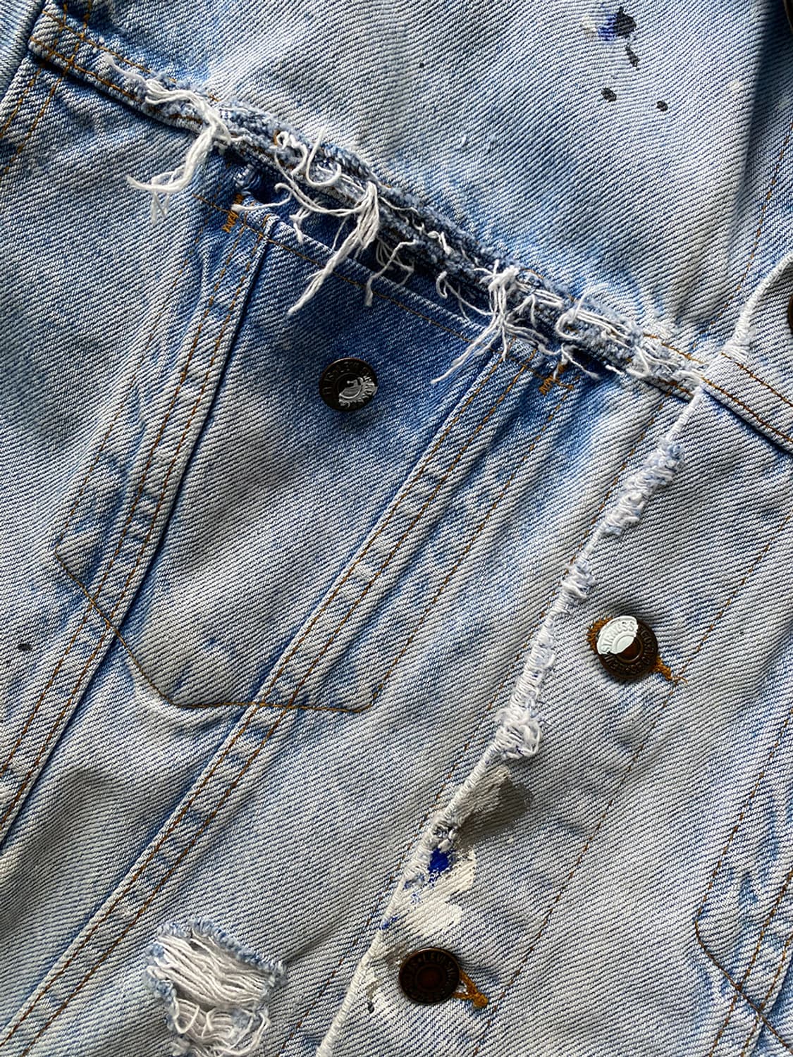 80s 빈티지 리바이스 디스트로이드 페인팅 데님 자켓 상품이미지5