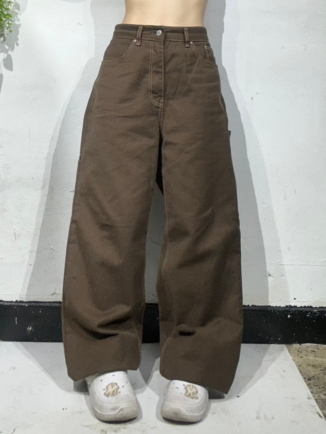 일본 빈티지 Answer 브라운 와이드 데님 팬츠 청바지 M 상품이미지2