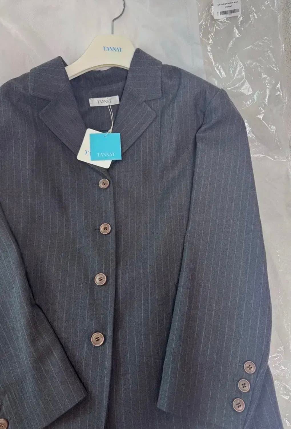 (택새상품/실사0) 타낫 핀스트라이프 오버사이즈드 자켓 차콜 상품이미지2